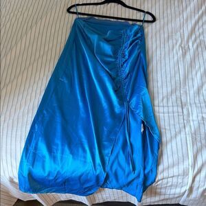 Zara Vibrant Blue Satin Midi Skirt